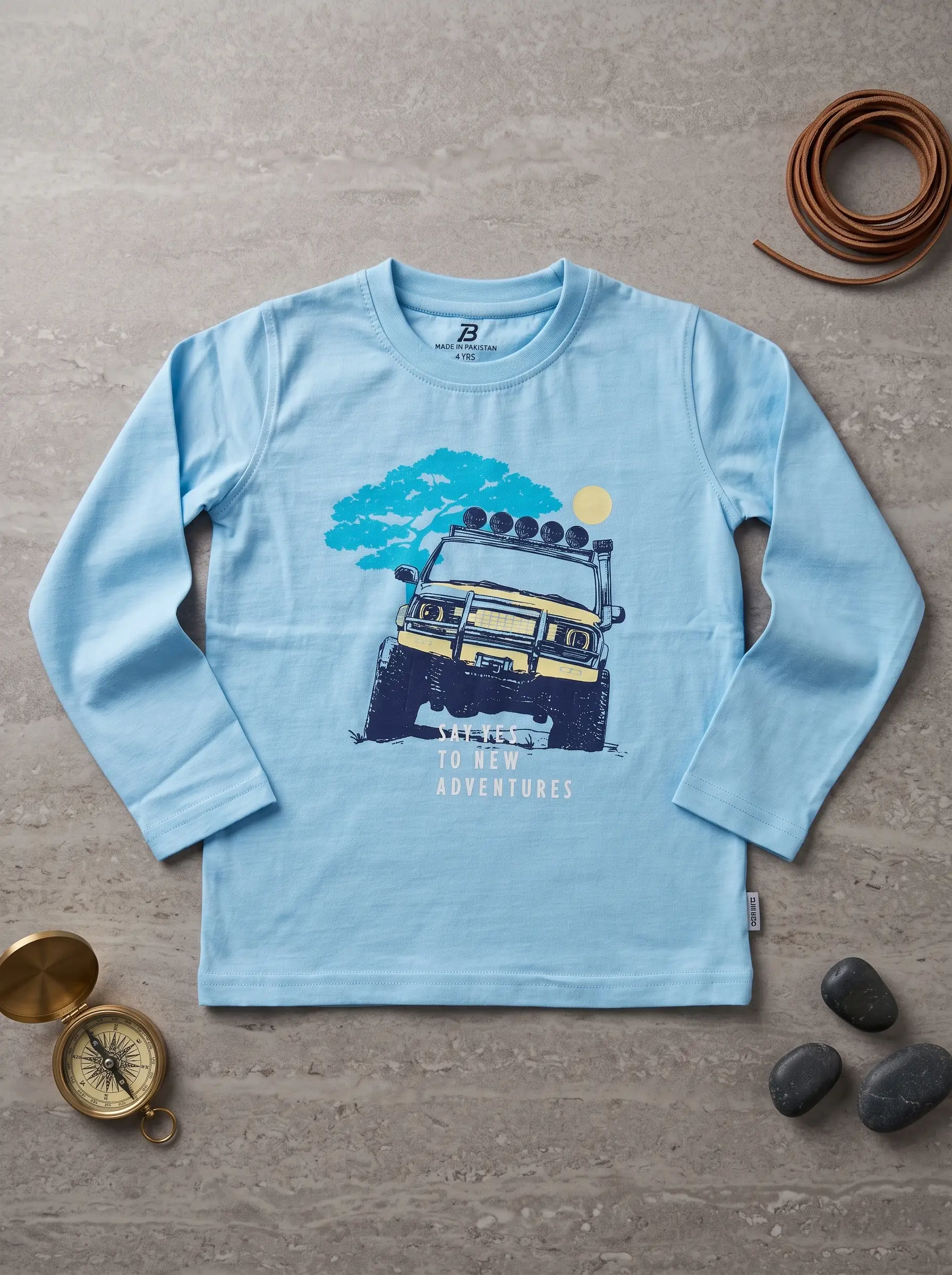 Boys Light Sky Blue Long Sleeve T-Shirt by ZibiKids — view 4