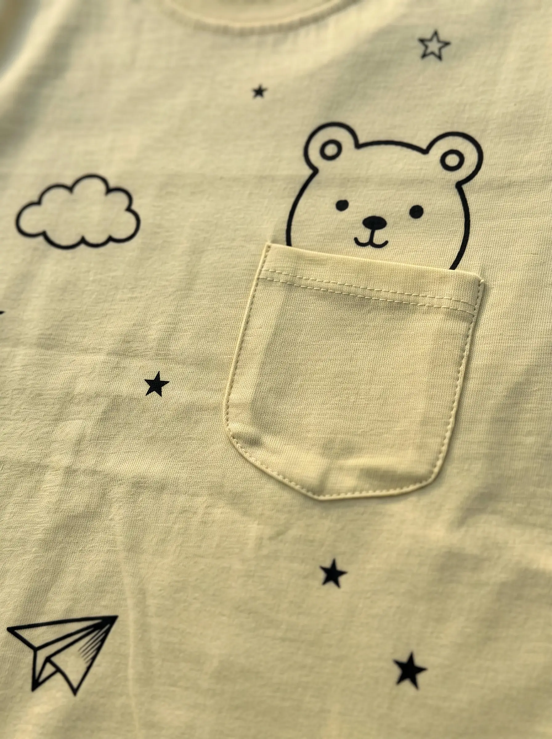 Boys Yellow Bear Pocket Long Sleeve Tee by ZibiKids — view 3