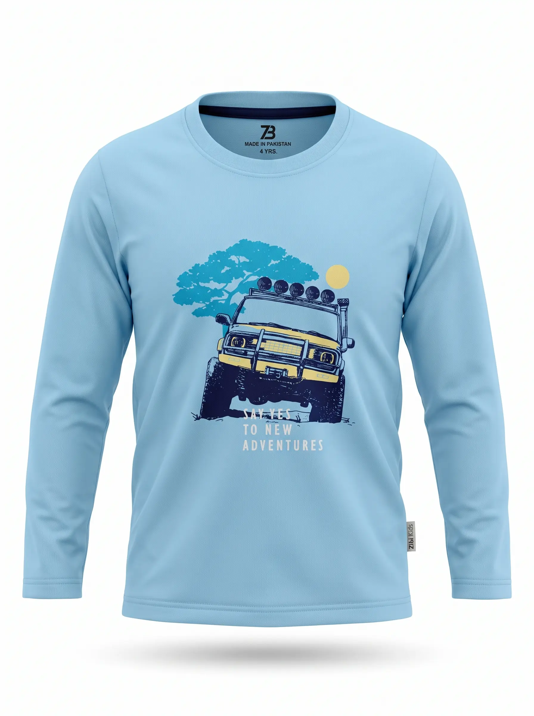 Boys Light Sky Blue Long Sleeve T-Shirt by ZibiKids — view 2