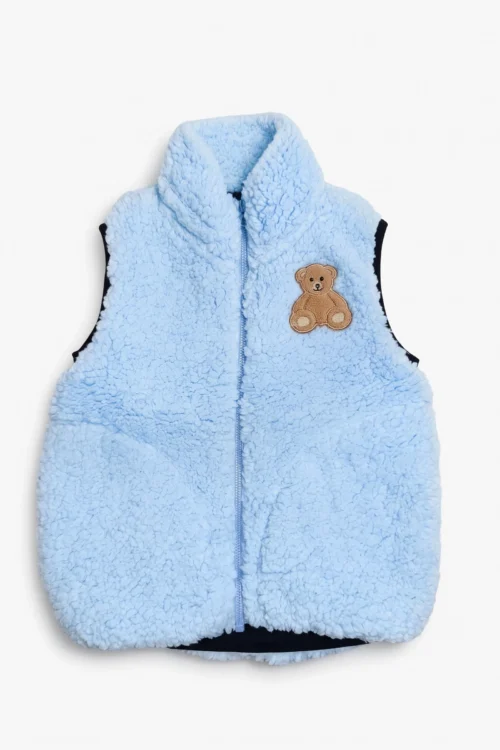 Teddy Bear Patch Sherpa Vest Jacket