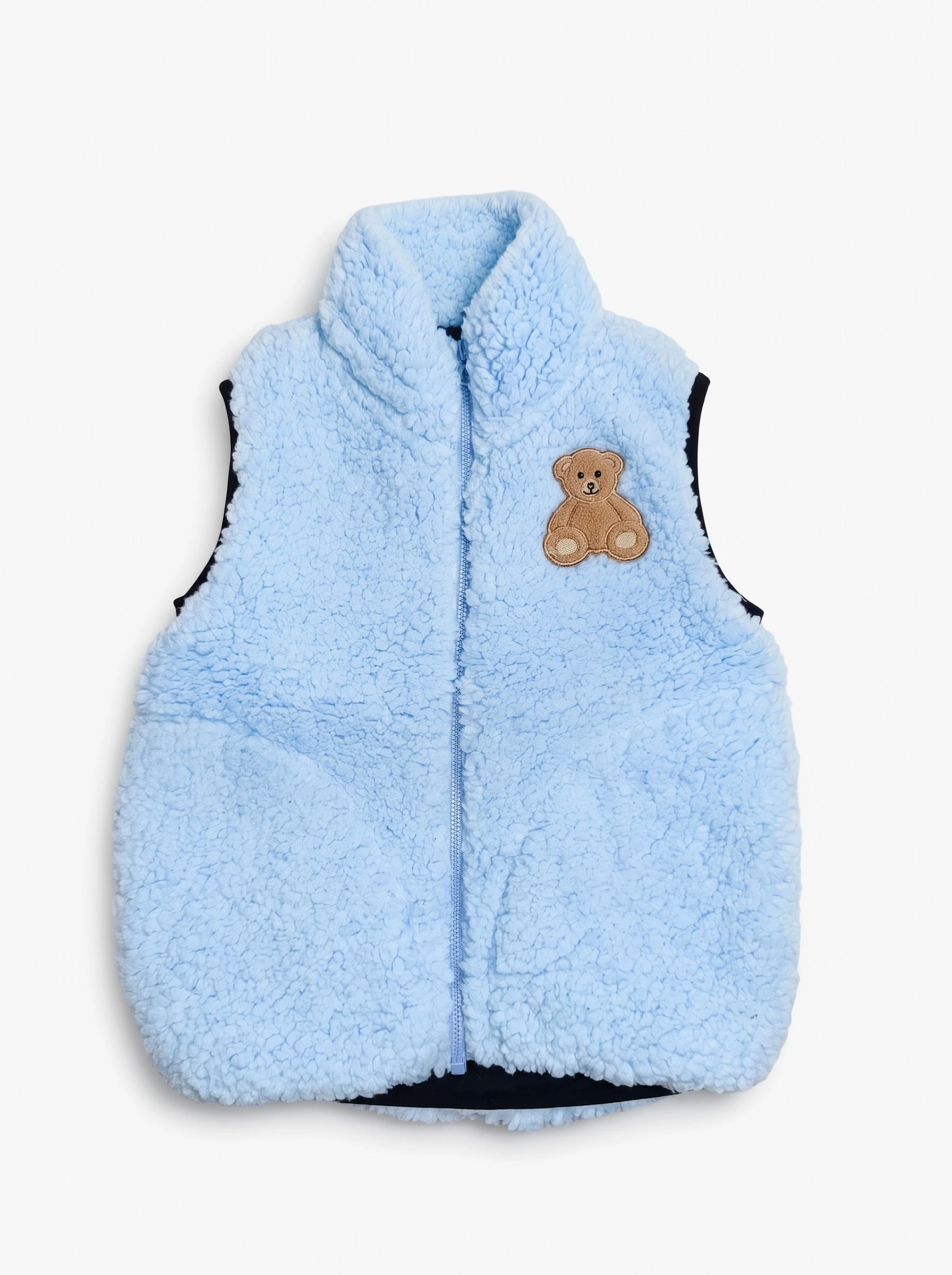 Teddy Bear Patch Sherpa Vest Jacket by ZibiKids — main view