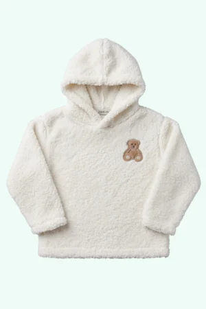 Embroidered Bear Patch Pullover Hoodie by ZibiKids — main view