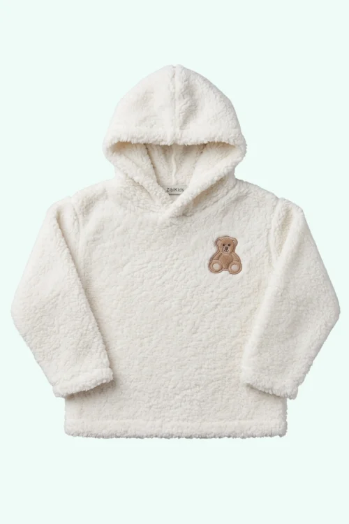 Embroidered Bear Patch Pullover Hoodie