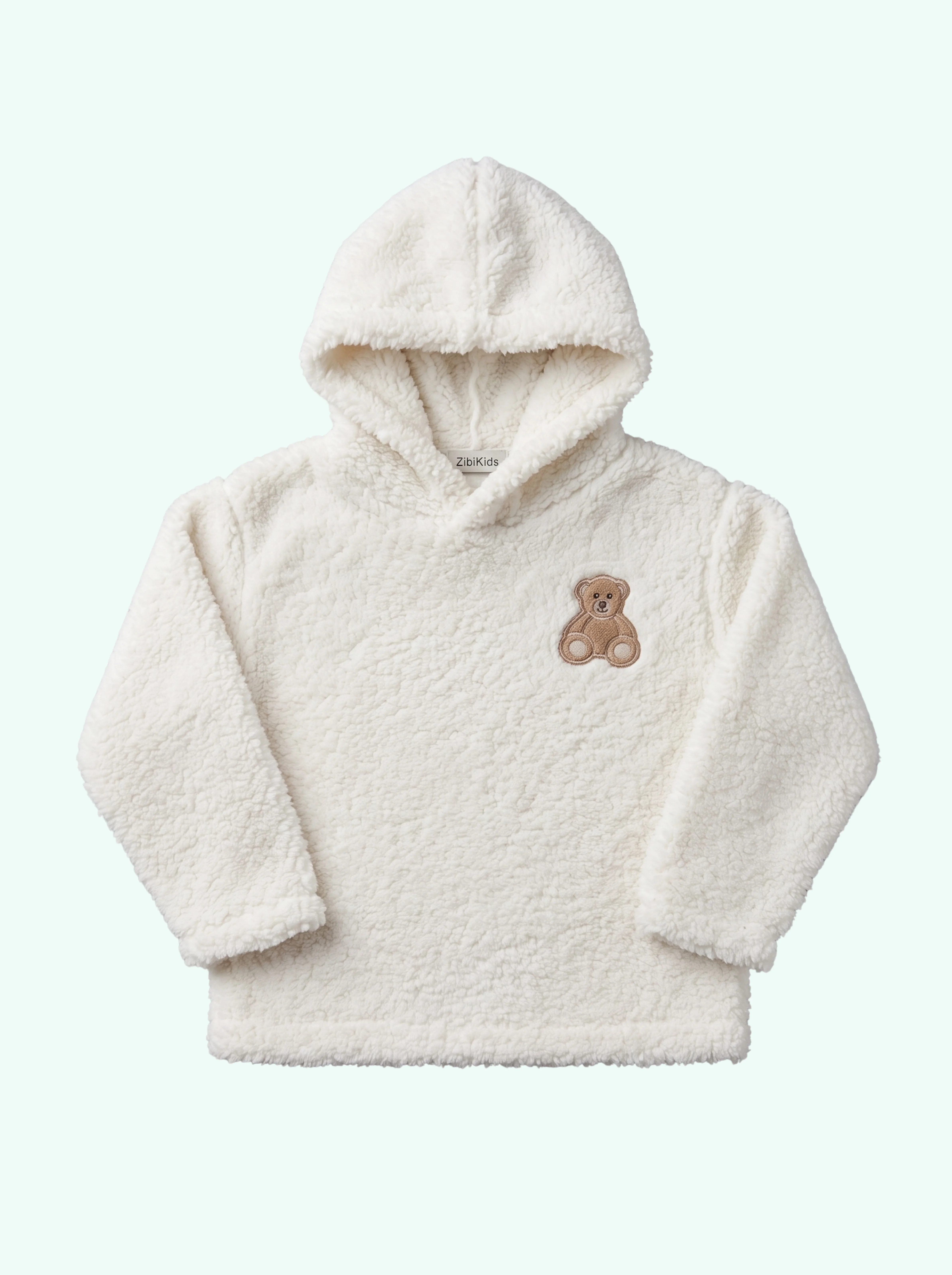 Embroidered Bear Patch Pullover Hoodie by ZibiKids — main view
